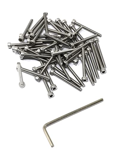 Iexcell 50 قطعة M3 x 30 خيط الملعب 0.5 ملم من الفولاذ المقاوم للصدأ 304 مقبس سداسي الرأس مجموعة مسامير براغي